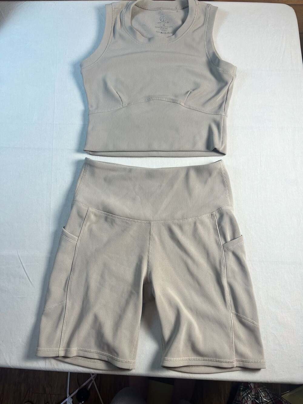 Move Theology Ribbed Athletic Tank Top and Bike Shorts Matching Set Medium 6